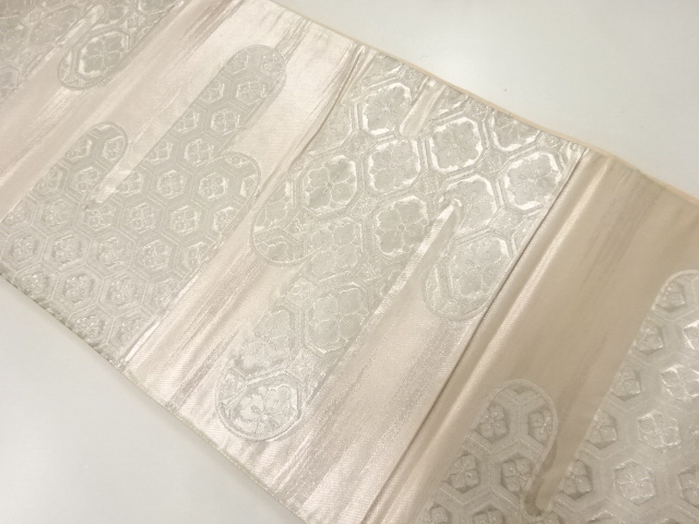 アンティーク　ヱ霞に花菱模様織出し袋帯（材料）